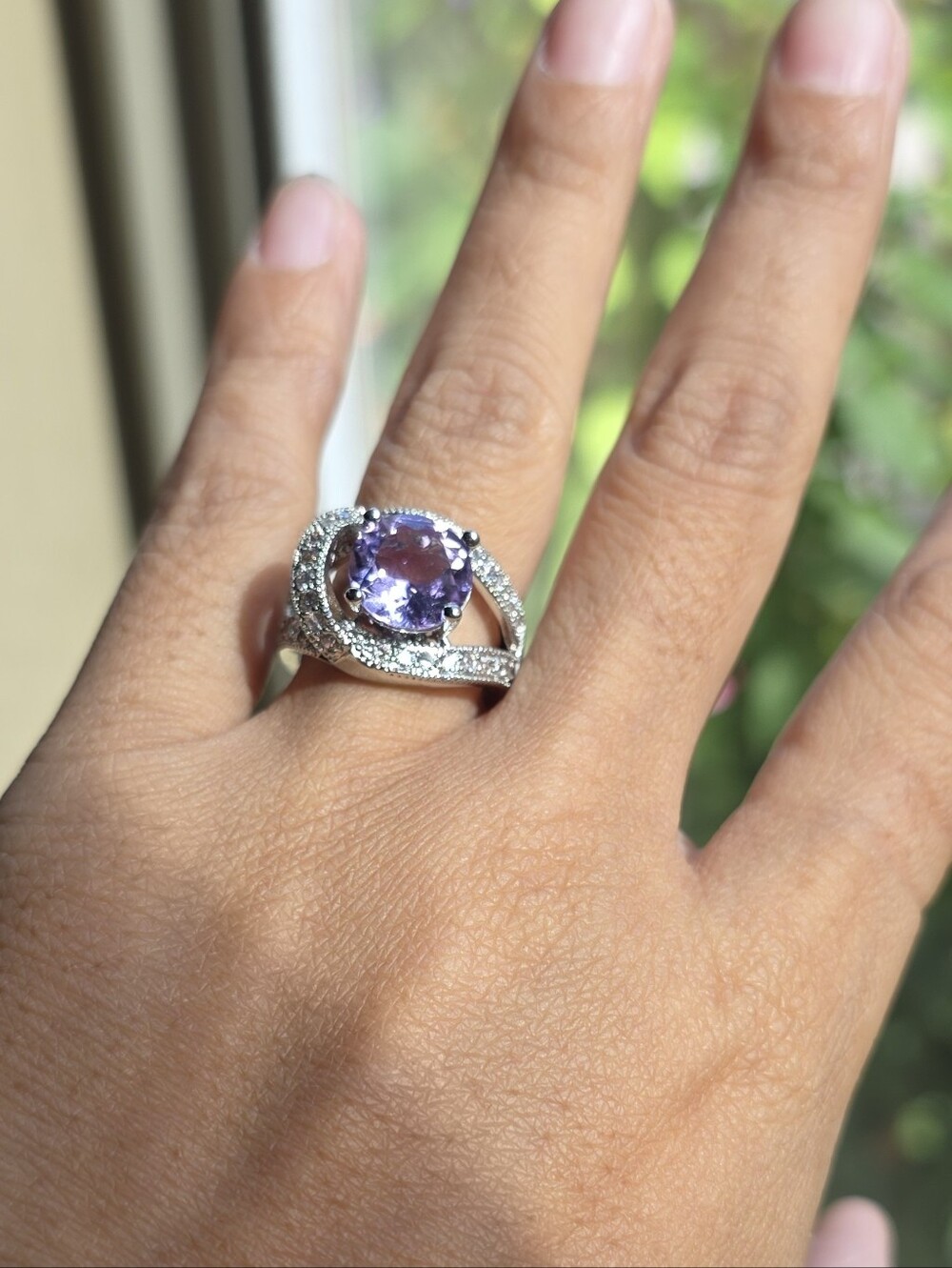 Gold Filled Lavender Purple CZ Statement Ring Size 6
